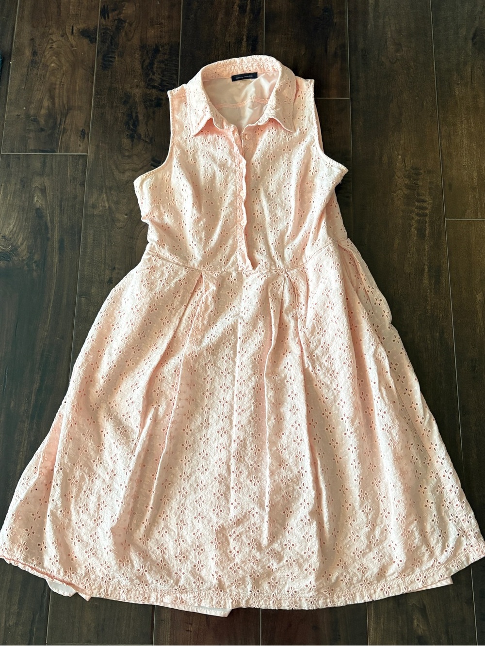 Tommy Hilfiger Pink Eyelet Cotton Shirt Dress Size 8 - Picture 5 of 8
